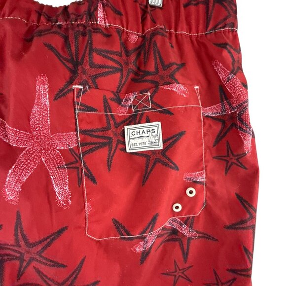 Chaps Swim Trunks Mens XXL Red Starfish Print Board Shorts Beachwear Swim Trunks - Picture 4 of 8